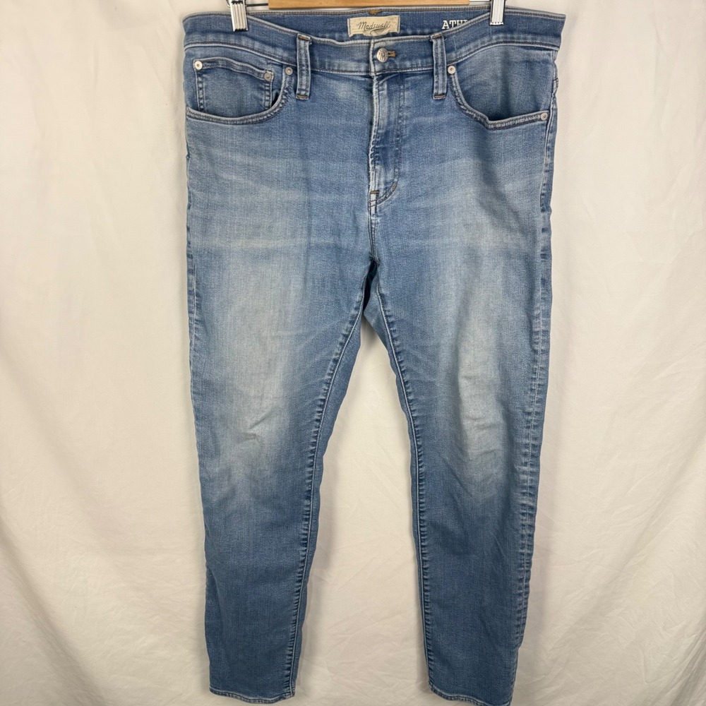 Madewell Men's Athletic Slim Light Wash Jeans CoolMax 36x34 Faded Stretchy